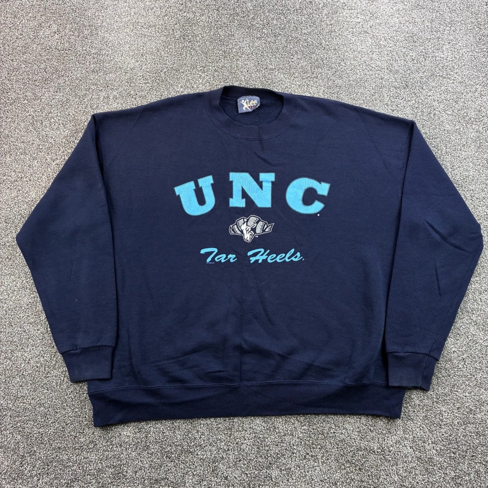 Vintage UNC Tar Heels Sweatshirt Mens 2XL Navy Blue Crewneck Pullover